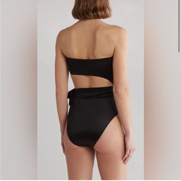 NEW Good American Side Tie Cuout One-Piece Swimsuit in Black Size 3 = L - Picture 2 of 10